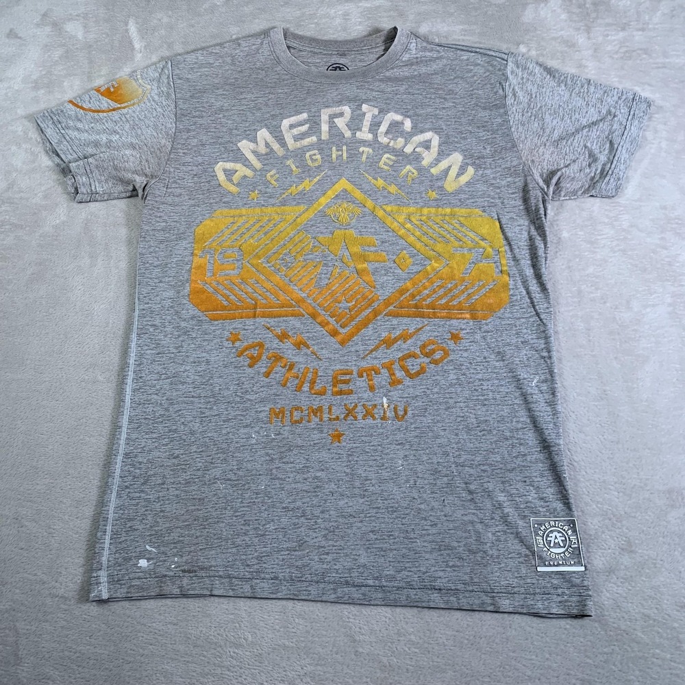 American Fighter Shirt Mens Medium Gray Athletics Graphic Buckle Exclusive Tee